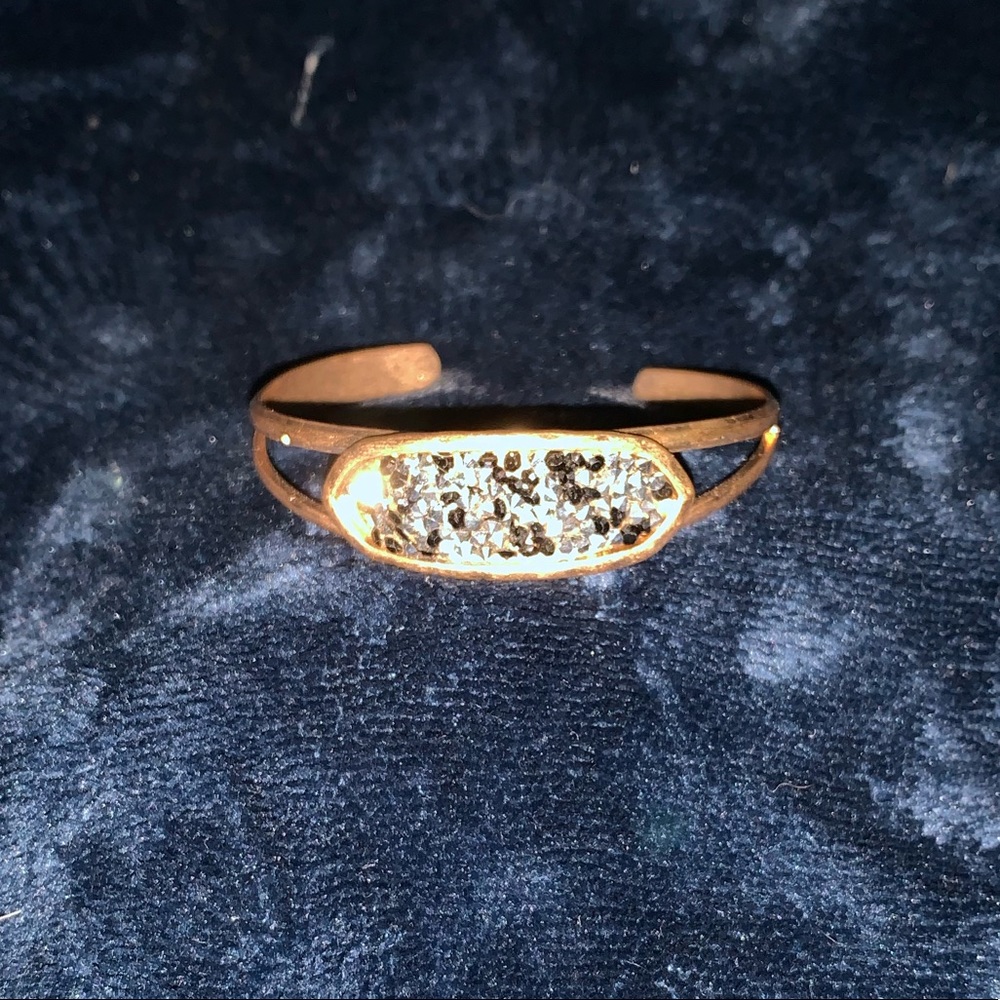 Handmade metal bracelet with black & clear crystal